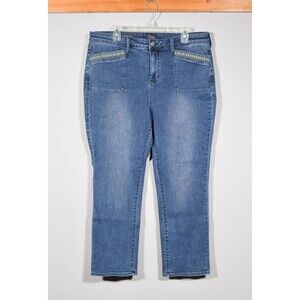 NYDJ Sheri Slim Lift X Tuck Embroidered MATKSA2881 Medium Wash Jeans Sz 16